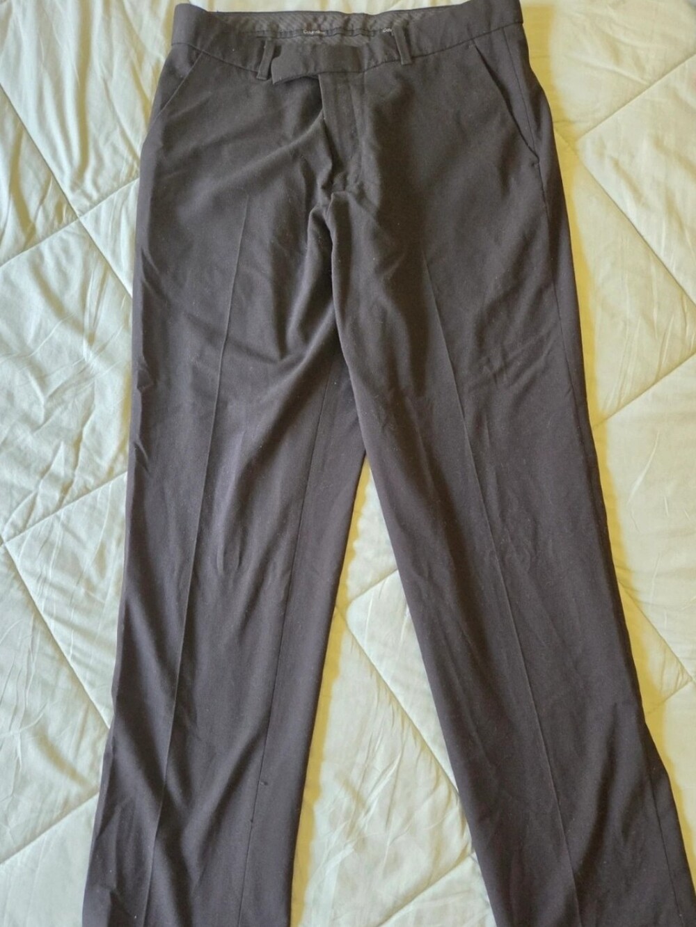 Calvin Klein Boys Black Bi-Stretch Dress Pants Trousers 18 Husky K841207